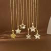 Exquisite Clavicle Chain: Women's Zircon Pentagram Pendant Necklace, Stainless Steel Jewelry, European & American Trend.