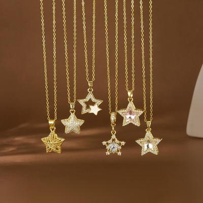 Exquisite Clavicle Chain: Women's Zircon Pentagram Pendant Necklace, Stainless Steel Jewelry, European & American Trend.
