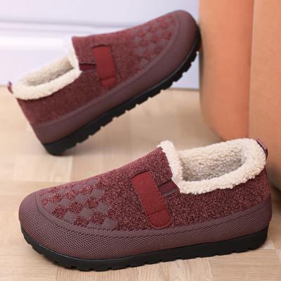 Mode Nouveauté hiver 2025 chaussures en coton chaudes et épaissies pour femmes avec bout rond, semelle souple, chaussures plates légères et confortables