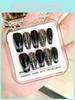 Handmade Black Cat Eye False Nails With Sparkling Rhinestones Stylish And Luxurious
