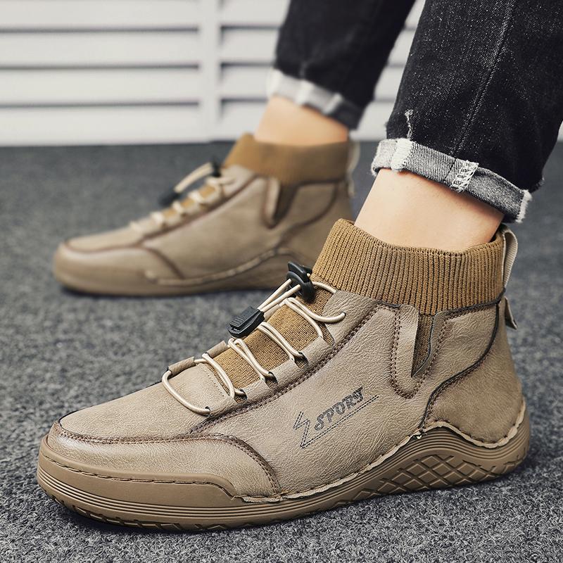 Men Designer Leather Shoes outdoor Handmade Luxury Leisure Casual Moccasin Fashion high top Comfortable men shoes