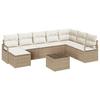 9 Piece Sofa Set with Cushions Beige Poly Rattan