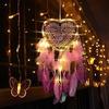 1PC romantico acchiappasogni a LED con acchiappasogni di piume luce notturna comodino per la casa appeso a parete decorazione di nozze per feste di casa