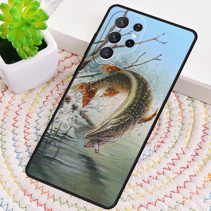 Pike Fish Fishing Bait TPU Phone Case For Samsung Galaxy note 10 pro S26 S25 S24 S23 S22 Ultra Plus S21 FE S20 Shockproof Cover