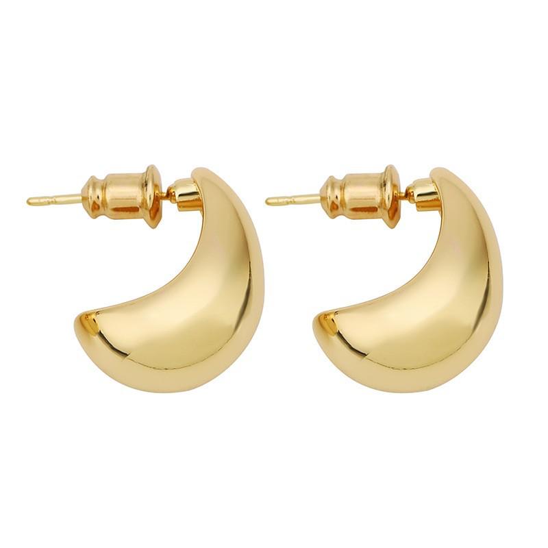 Trendy Water Drop C-Shaped Lightweight Stud Earrings with Versatile Bean Ear Cuffs