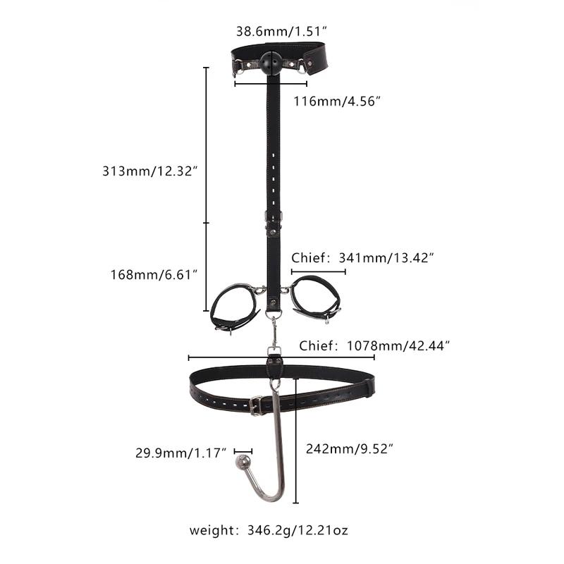 Bdsm Collar Mouth Plug Anal Hook Bondage Kit Flirt Adults Games Sex Handcuffs Anal Hook Adjustable Size Leather Metal Buttplug