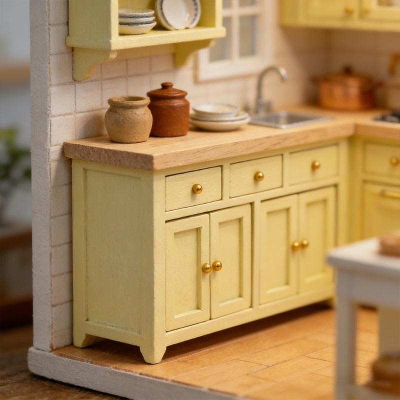 Unfinished Wooden Dollhouses Cabinet Miniature Furniture Model For DIY Crafting And Display