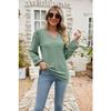 Spring and Autumn Women's Blouse Fashion V-neck Buttons Hollow Loose Long-sleeved T-shirt Tops