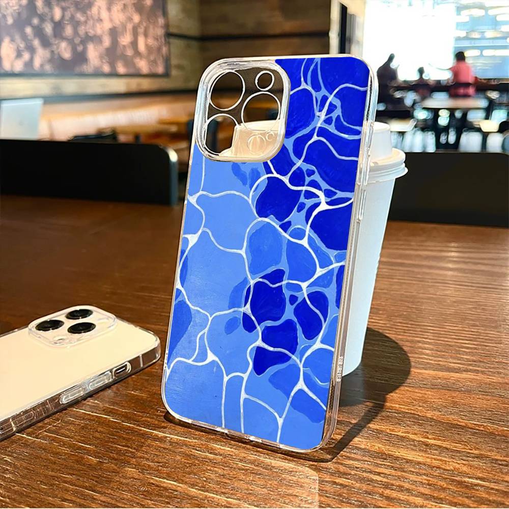 Water texture Phone Case For iPhone17,16,15,14,13,12,11 Plus,Pro Max Soft Transparent Cover
