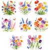 8Pcs 8 Styles Plastic Heat Transfer Film Logo Stickers Set for DIY T-Shirt Flower 195~199x170~197mm 1pc/style