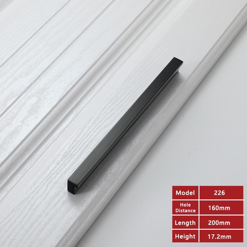 WV Square Matte Black American-style Kitchen Cabinet Handle 128mm Drawer Black Cabinet Wardrobe 7-Character Solid Pulls 287
