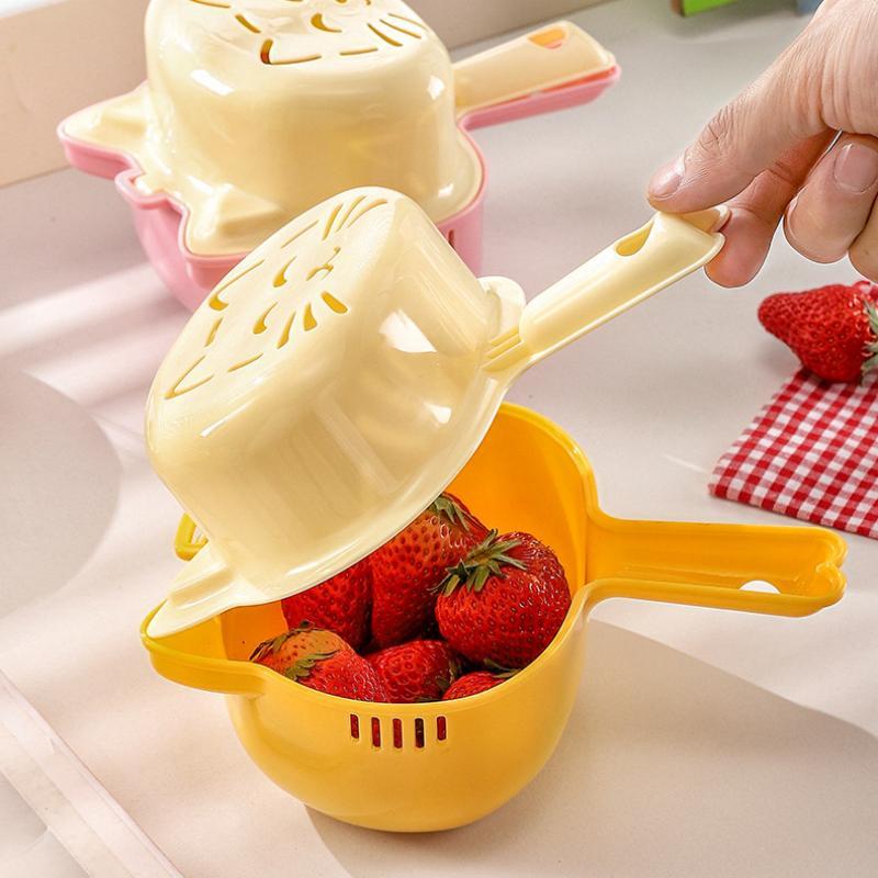 2-IN-1 Eco-Friendly Vegetable Fruit Cleaning Drain Basket Reusable Kitchen Strainer for Sustainable Home Living