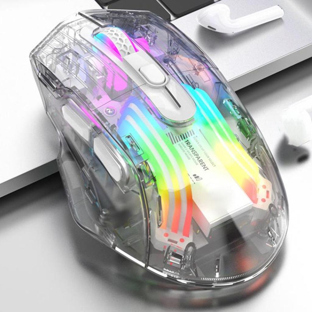 Gaming Mouse 2.4G Wireless   Wired USB Transparent 3 Mode 5   DPI Quiet RGB Game Mouse for PC Tablet