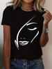 Polyester 100% Hot-selling New Product: A Girl Holding An Umbrella Printed Round-neck Short-sleeved T-shirt for Women's Summer