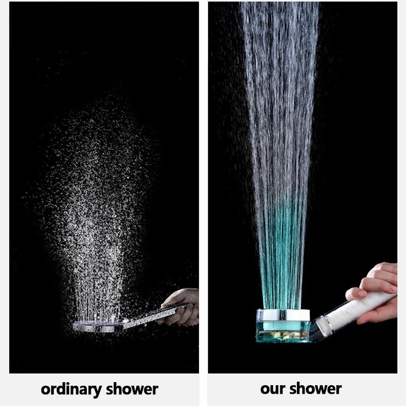 3/7 Colors Change Temperature Sensor Led Pressurized Shower Filter High Pressure Turbo Propeller Showerhead Bathroom Accessories