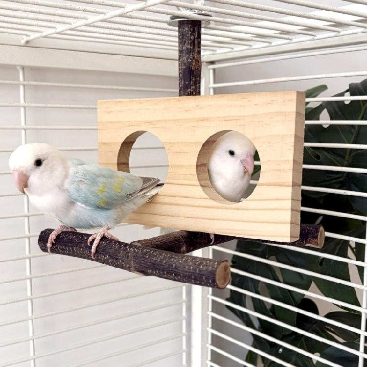 Multifunctional Wooden Parrots Stand Wooden Bird Perches Stand Playstand Parrots Toy for Avians Enrichment