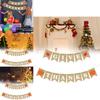 Holiday Banner Decor Pack With Jute Flags For Christmas Thanksgiving Celebrations