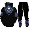 Afrikanischer Dashiki-Hoodie/Anzug für Herren, lässig, 3D-gedruckt, Ethno-Stil, Sweatshirt, Hose, Set für Herren/Damen, Folk-Custom Streetwear-Trainingsanzug