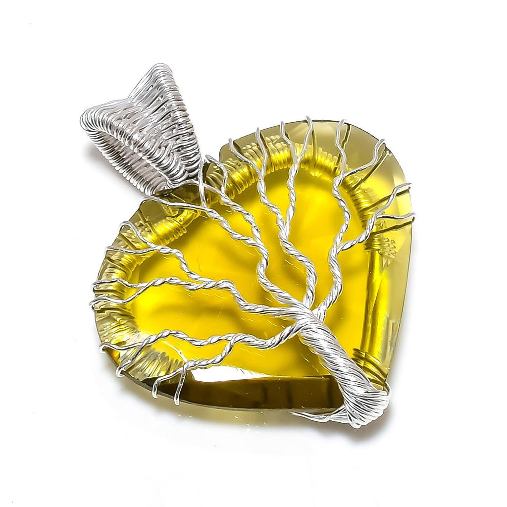 Citrin Lebensbaum Anhänger 925 Sterling Silber Draht gewickelt Anhänger Citrin Anhänger Edelstein Silber handgefertigt Anhänger Halskette als Geschenk