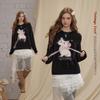unifree Faux Mink Kitten Jacquard Pullover Sweater