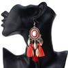 1pair Fashion Bohemian Women Long Leaves Thread Tassels Dangle Hook Earrings Eardrops Jewelry.