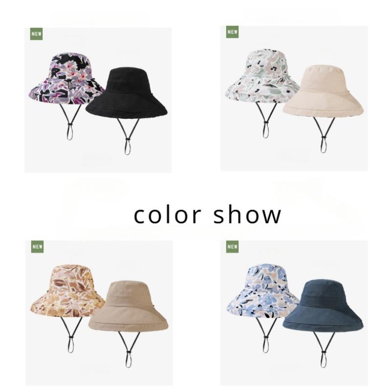 Casual Andas Solskydd UV-skydd Solskyddsmössa Fiskarhatt Dubbelsidig hopfällbar hatt Blommönster Kepsar Justerbar andningsbar solhatt