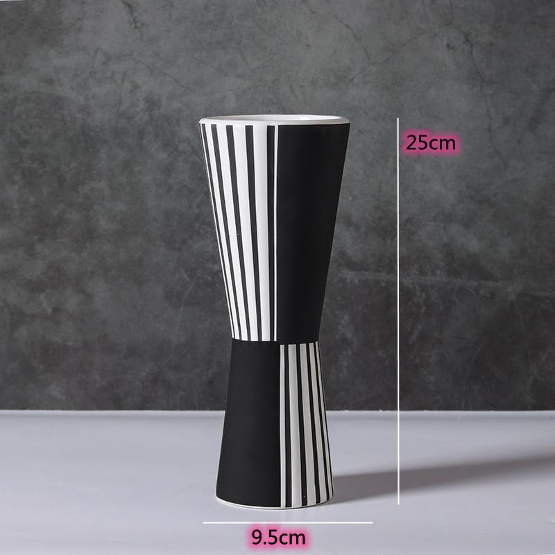 Керамическая ваза Скандинавская геометрическая ваза Черно-белая полосатая бутылка Современное украшение для дома Гостиная Столовая ваза на столешницу