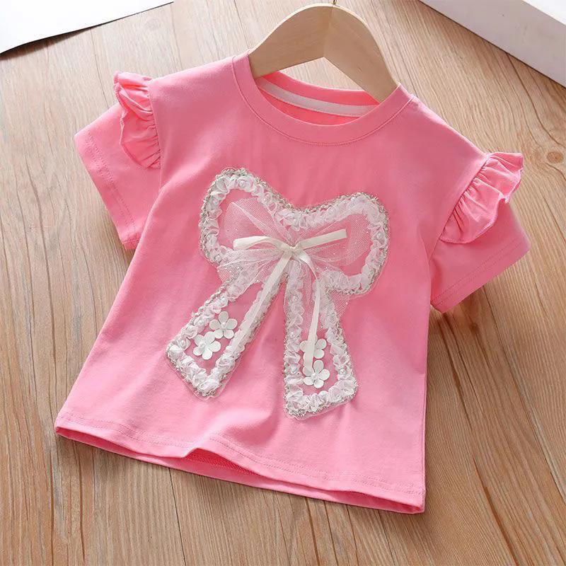 Mädchen Kurzarm T-shirt Baumwolle Sommer Top Kinder Sommer Kleid Frauen