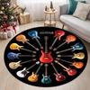 Guitar Theme Music Round Area Rug Vintage Musical Home Decor Carpet Soft Non-slip Floor Protection Mat for Living Room Bedroom