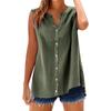 Women's Fashion Color Casual Sleeveless Cardigan Button Loose Cotton Linen Shirt Top