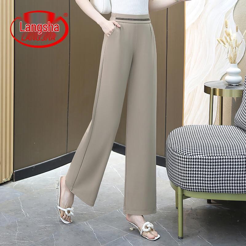 LangSha Women s Summer High-Waist Wide-Leg Pants XL