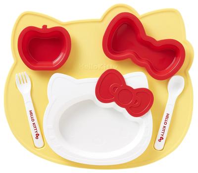 Hello Kitty Plate Made In Dishwasher Stylish and Cute for Girls and Includes and Fork Set, Japan, Safe, Children, Plate, Spoon, (KP-18)