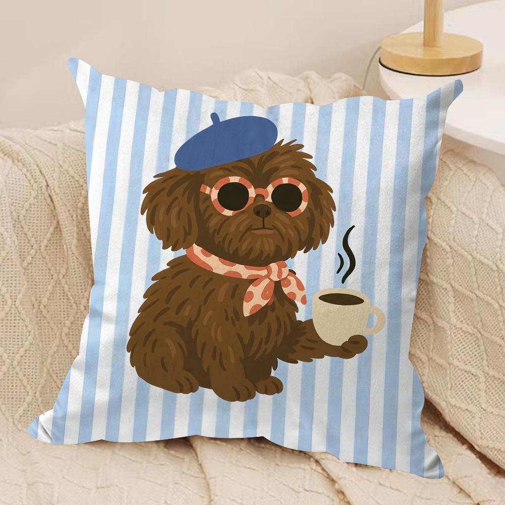 Summer Simple Animals Dog Cushion Cover Silky Short Plush Invisible Zipper Dustproof Sofa Pillow Case For Home Decor