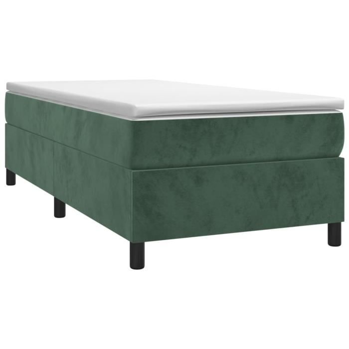 3144660 vidaXL Lit à sommier tapissier avec matelas Vert foncé 90x200 cm