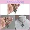 Gothic Bat Pendant Necklace For Women With Alloy Cross Chain Halloween Jewelry