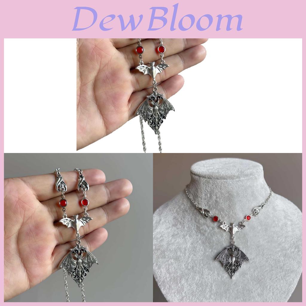 Gothic Bat Pendant Necklace For Women With Alloy Cross Chain Halloween Jewelry