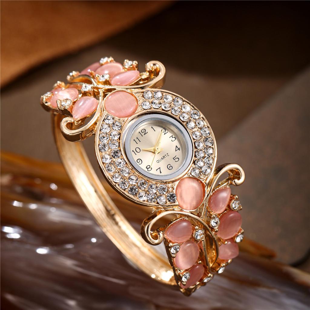 Damen Armband Quarzuhr Armreif Armbanduhr Strasssteine Uhren
