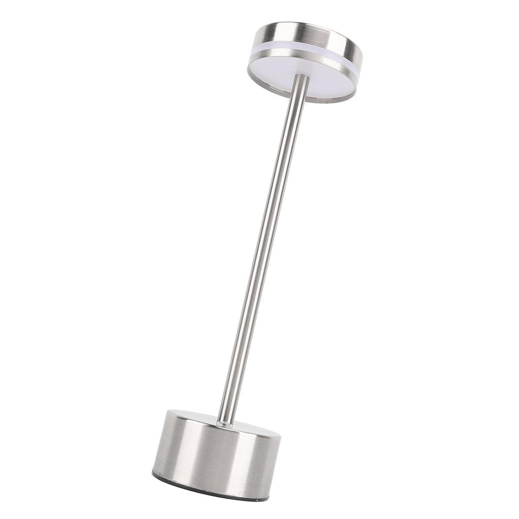 Rechargeable Cordless Table Lamp Modern Dimmable 3 Color Temperatures Portable Bedside Lamp Silver