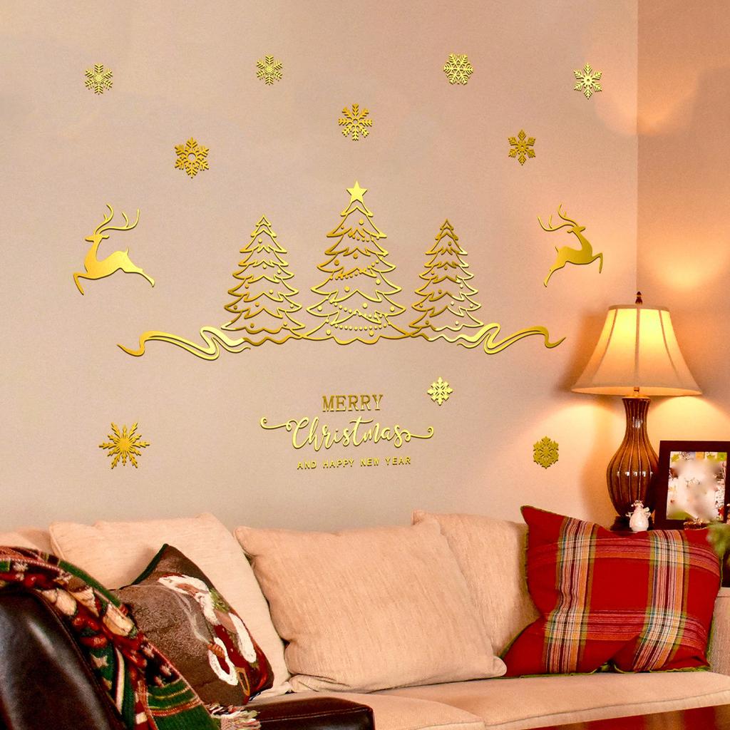 Tj16516 Hand-Painted Merry Christmas Bronzing Wall Sticker Holiday Decoration Children'S Room Bedroom Background Self-Adhesive Sticker