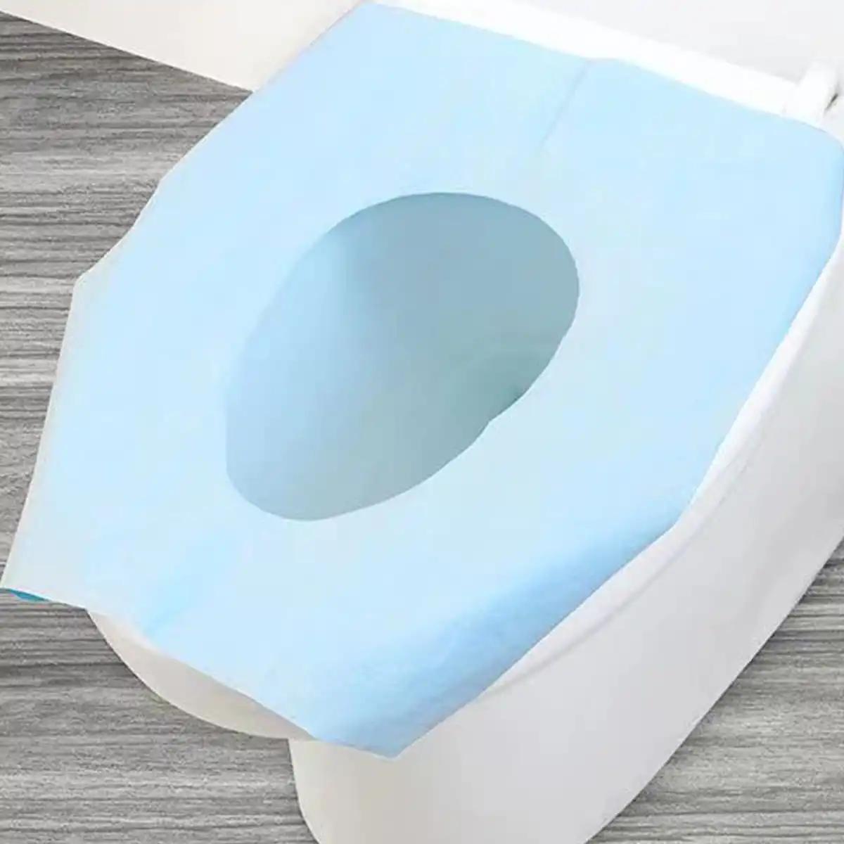 

10 шт. Одноразовые бумажные защитные чехлы для сиденья унитаза Кемпинг Путешествия Гигиенический коврик Накладка Подушка Набор принадлежностей для ванной комнаты синий