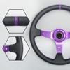 JDM 14inch Universal PVC Leather Steering Wheel Purple Spoke Auto Racing Steering Wheel