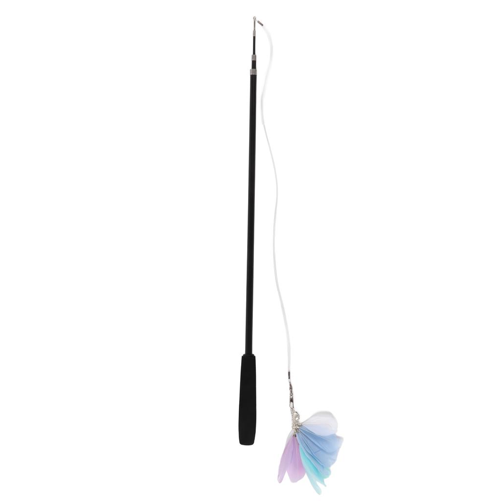 Funny Cat Stick Retractable Interactive Cat Feather Toy for Indoor Cats Kitten Play Exercise