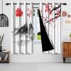 2pcs Red Plum Blossom Blackout Window Curtains Chinese Oil Painting Curtains For Bedroom Simple Style Home Interior Curtains