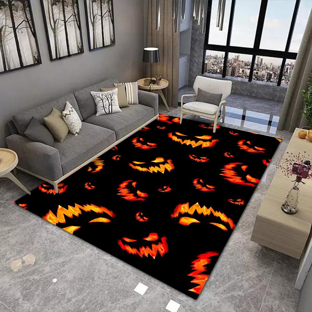 Halloween Night Pumpkin Floor Mat, Non-Slip Door Rug for Living Room Carpet Festive Home Decor for Xmas, Halloween rug