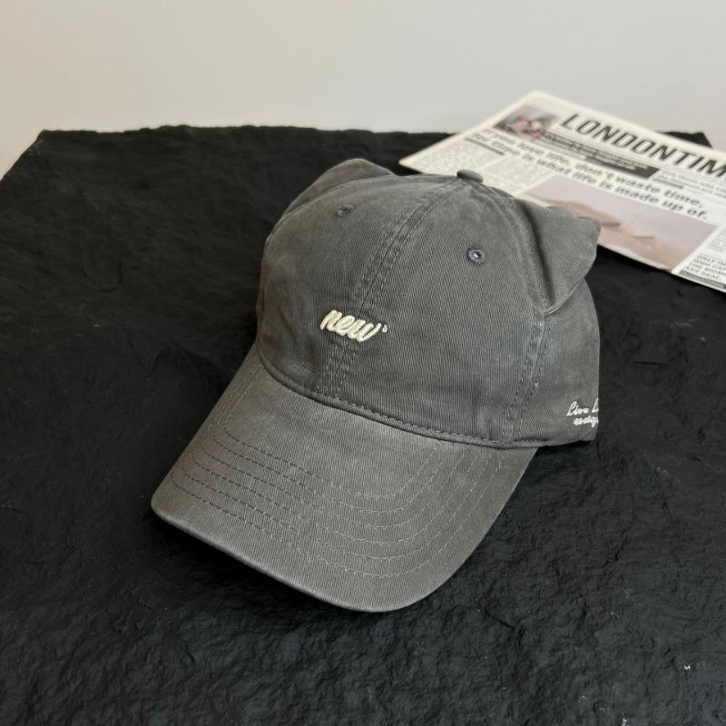 Cute Cartoon Cat Ears Letter Embroidery Baseball Cap Women's Casual Versatile Fashion Face Little Peaked Cap