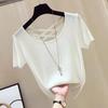 Korean Style Women's Slimming Backless Ice Silk Ribbed T-Shirt