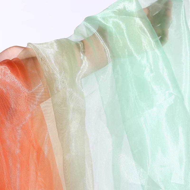 1/3/5M Colorful Gradient Organza Fabric Transparent Voile Gauze Fashion Designer Fabric For Diy Hanfu Dress Stage Costume