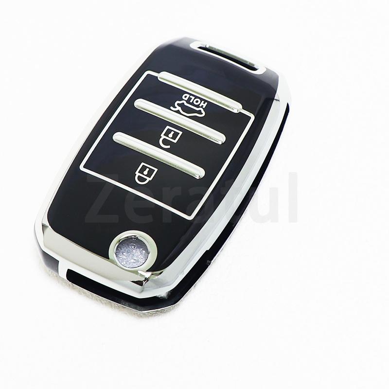 For Kia K5 Optima Sorento Forte Stinger Rio 3 K2 Ceed Cerato K3 Sportage 4 Picanto 3/4 Buttons Car Key Case Keyless Chains