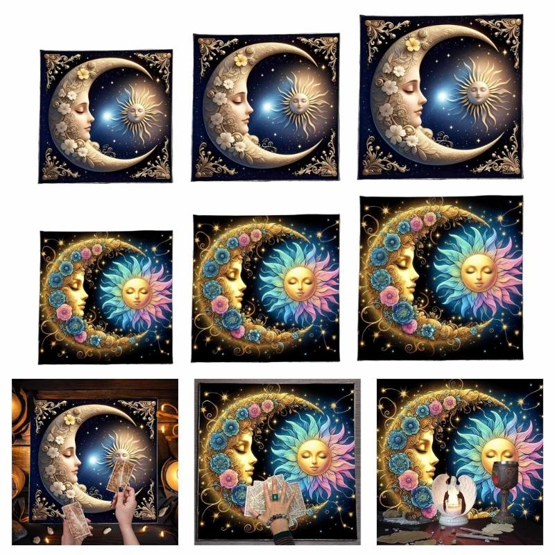 Sun Moon Pattern Astrology Tablecloth Tarots Divinations Tablecloth Altars Cloth Divinations Board Game Accessory