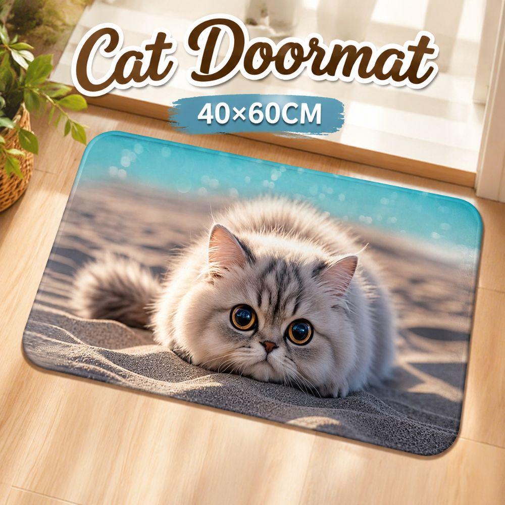 Cat Pattern Bathroom Carpet Water-absorbing Bedroom Door Rug Optical Illusion Doormat Home Decor